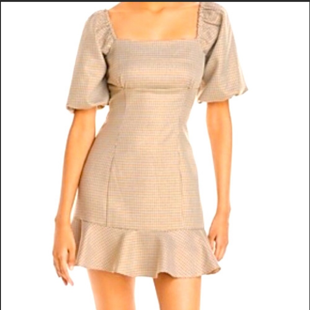 Aqua Gold Puff Sleeve Dress
